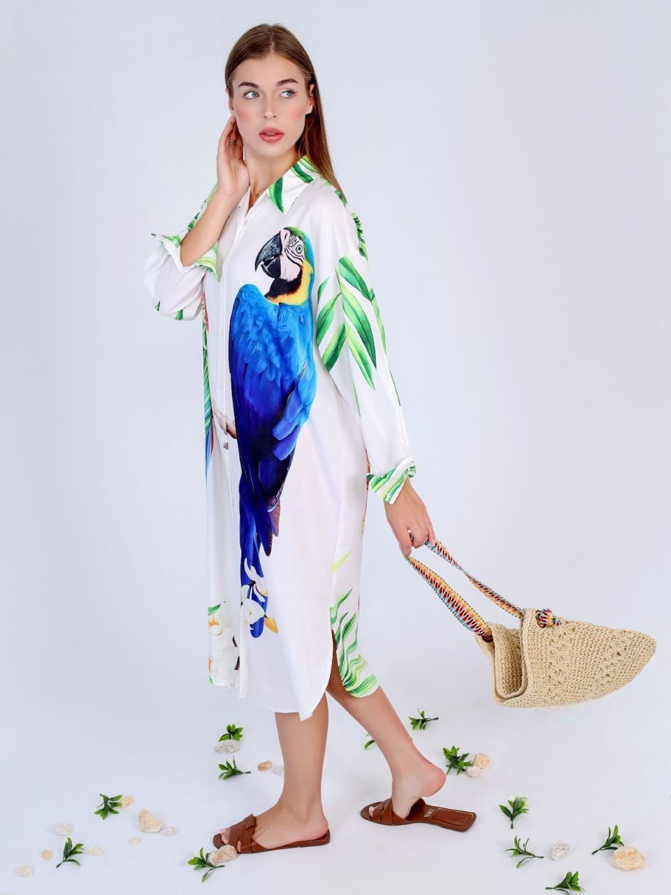 A blouse with a nature-inspired print