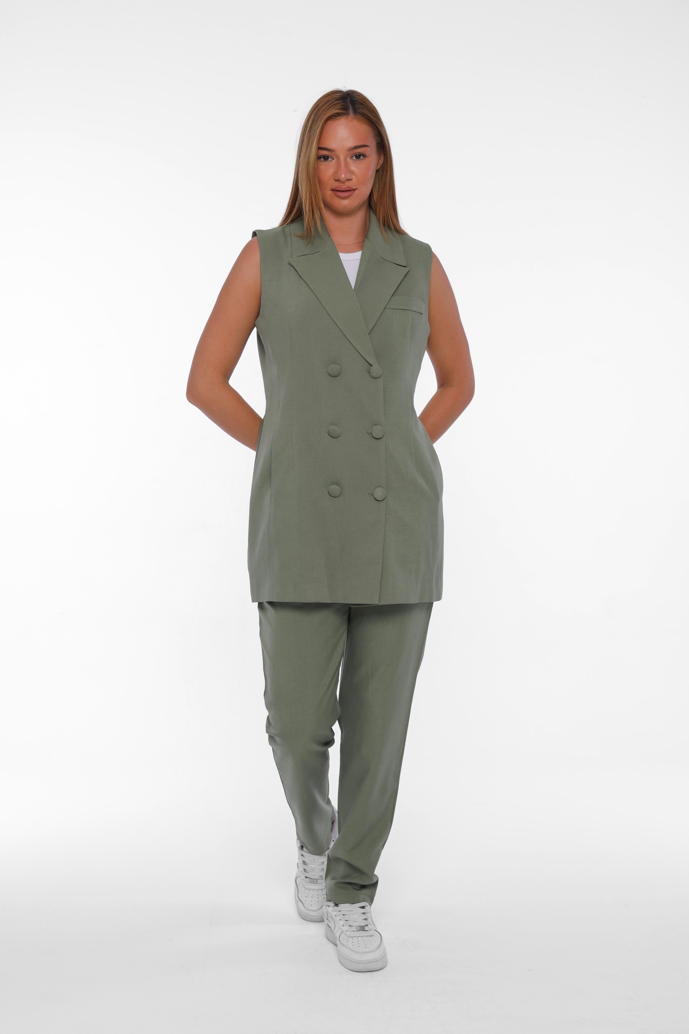 Double-Breasted Long Vest