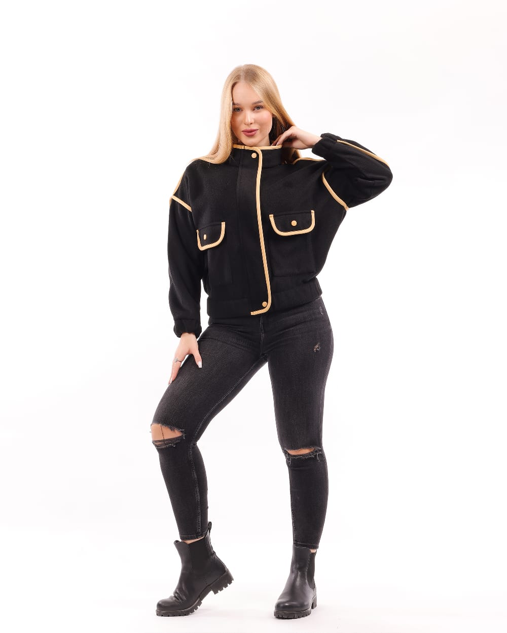 Contrast Trim Short Jacket