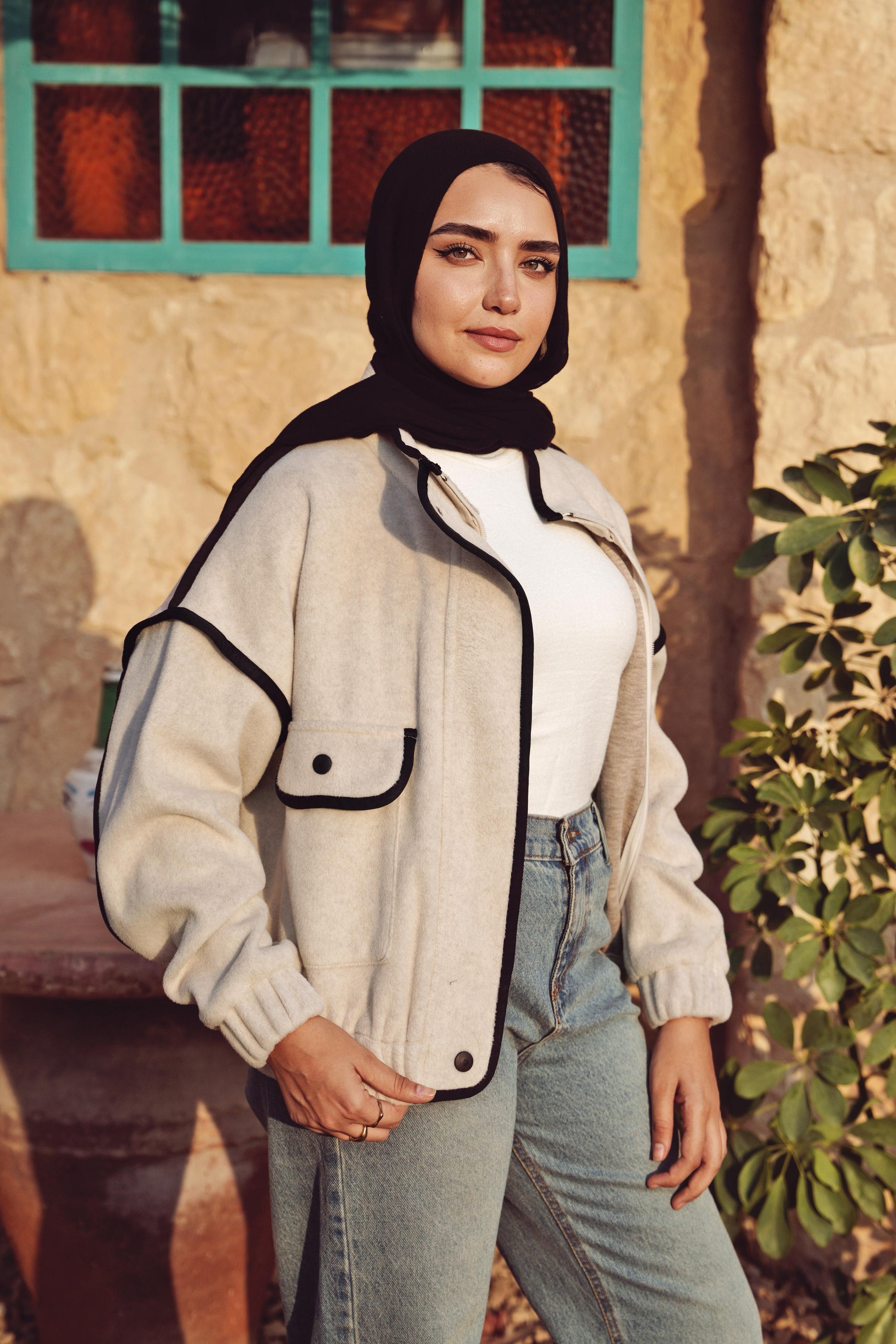 Contrast Trim Short Jacket