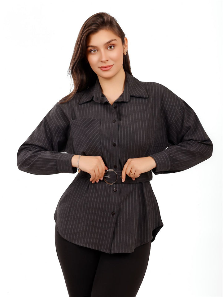 Striped Belted Shirt