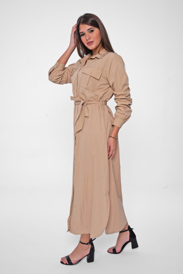 A waterproof long dress designed for modern elegance and comfort