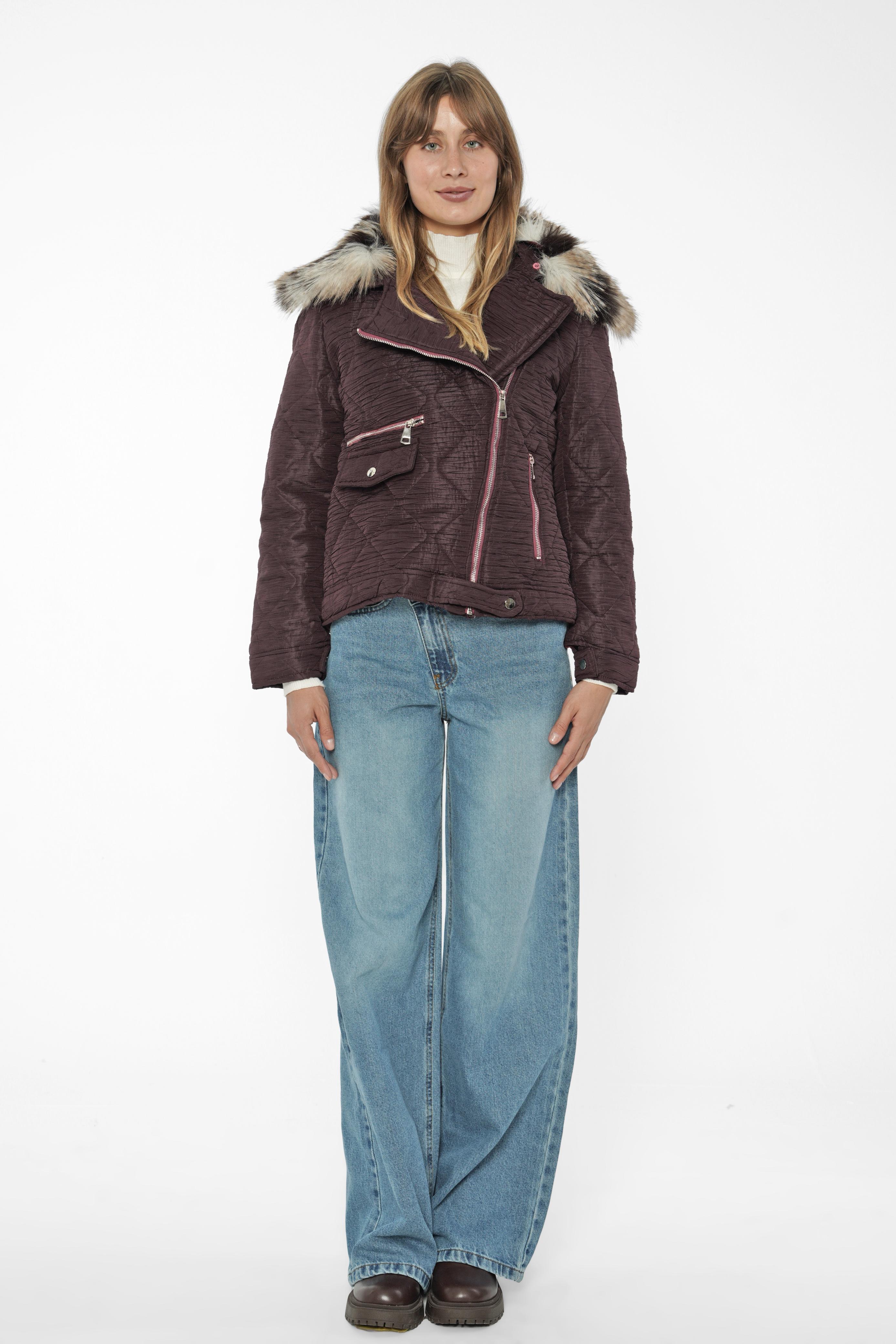 Quilted Jacket with Faux Fur Hood