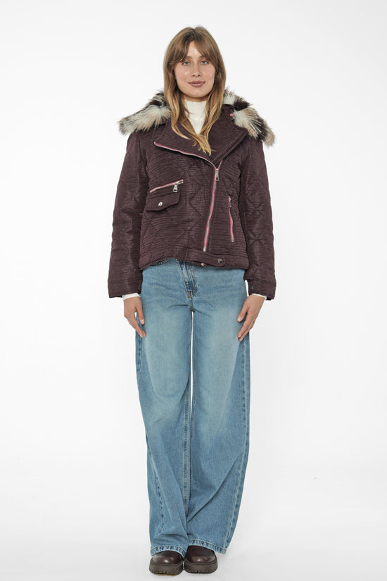 Quilted Jacket with Faux Fur Hood