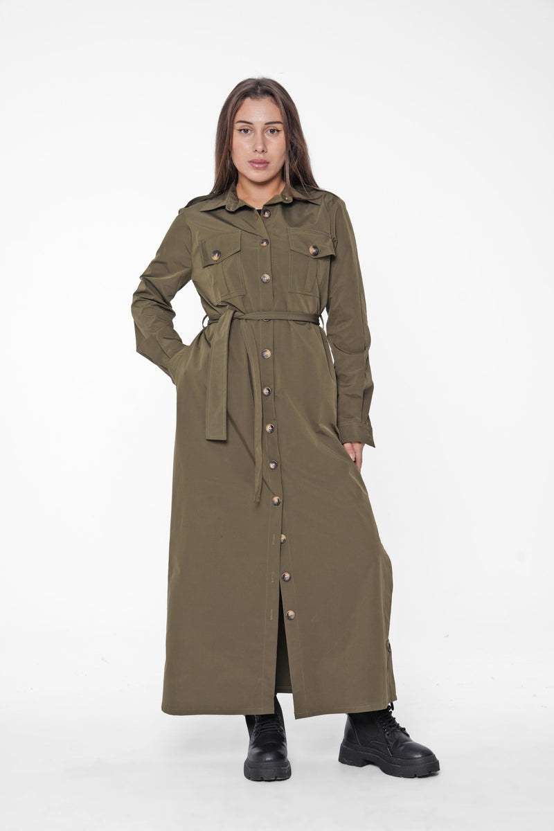 Belted Long Shirt Dress