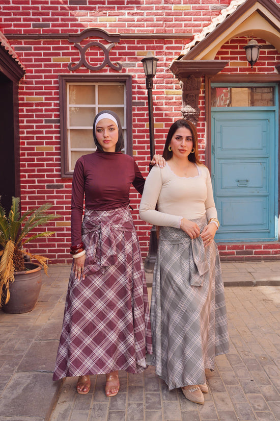 Elegant Plaid Maxi Skirt Set
