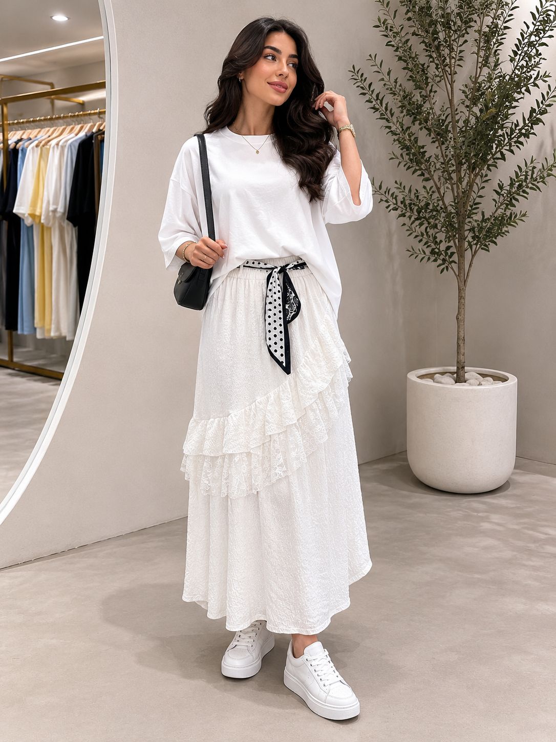 Lace Ruffle Maxi Skirt