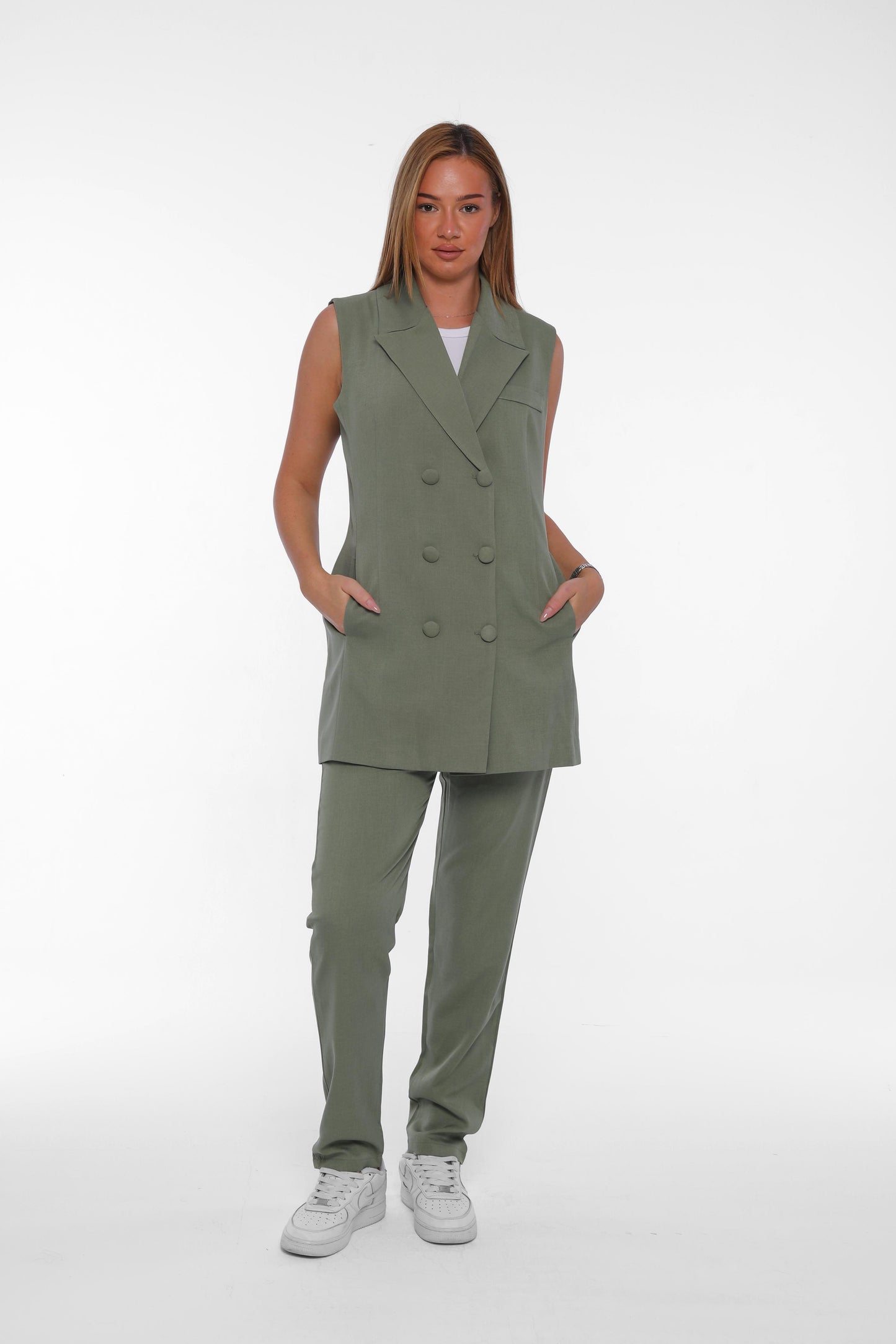 Double-Breasted Long Vest