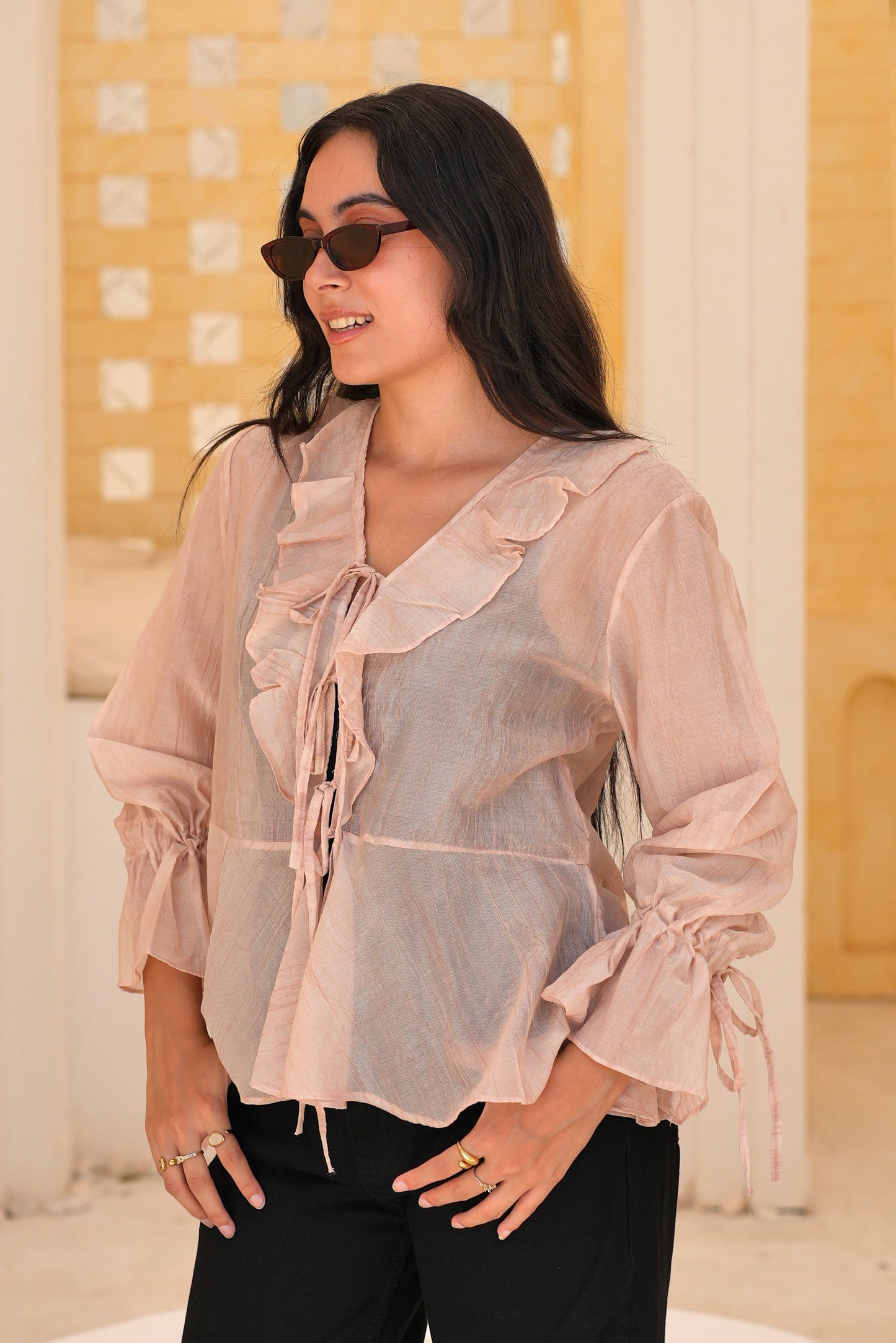 Ruffle Tie Blouse