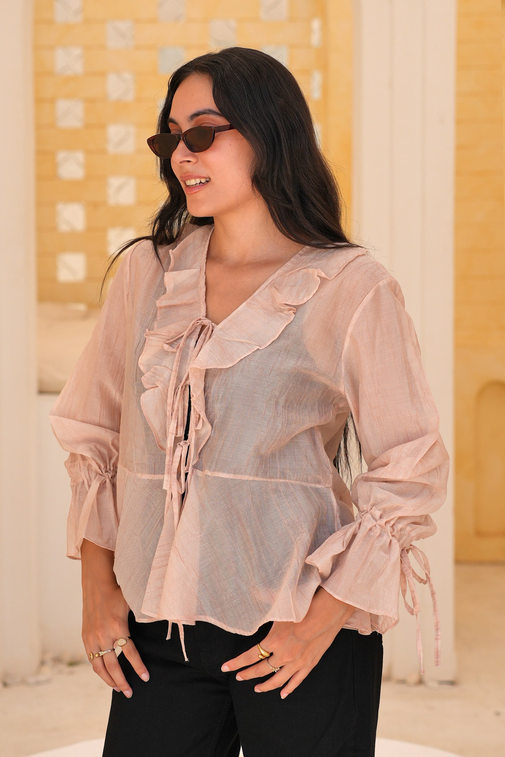 Ruffle Tie Blouse
