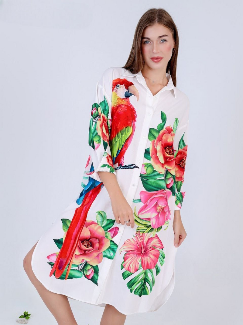 A  chemise with rose prints is perfect for summer