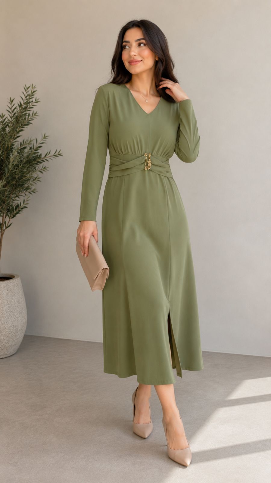 Elegant Waist Detail Maxi Dress