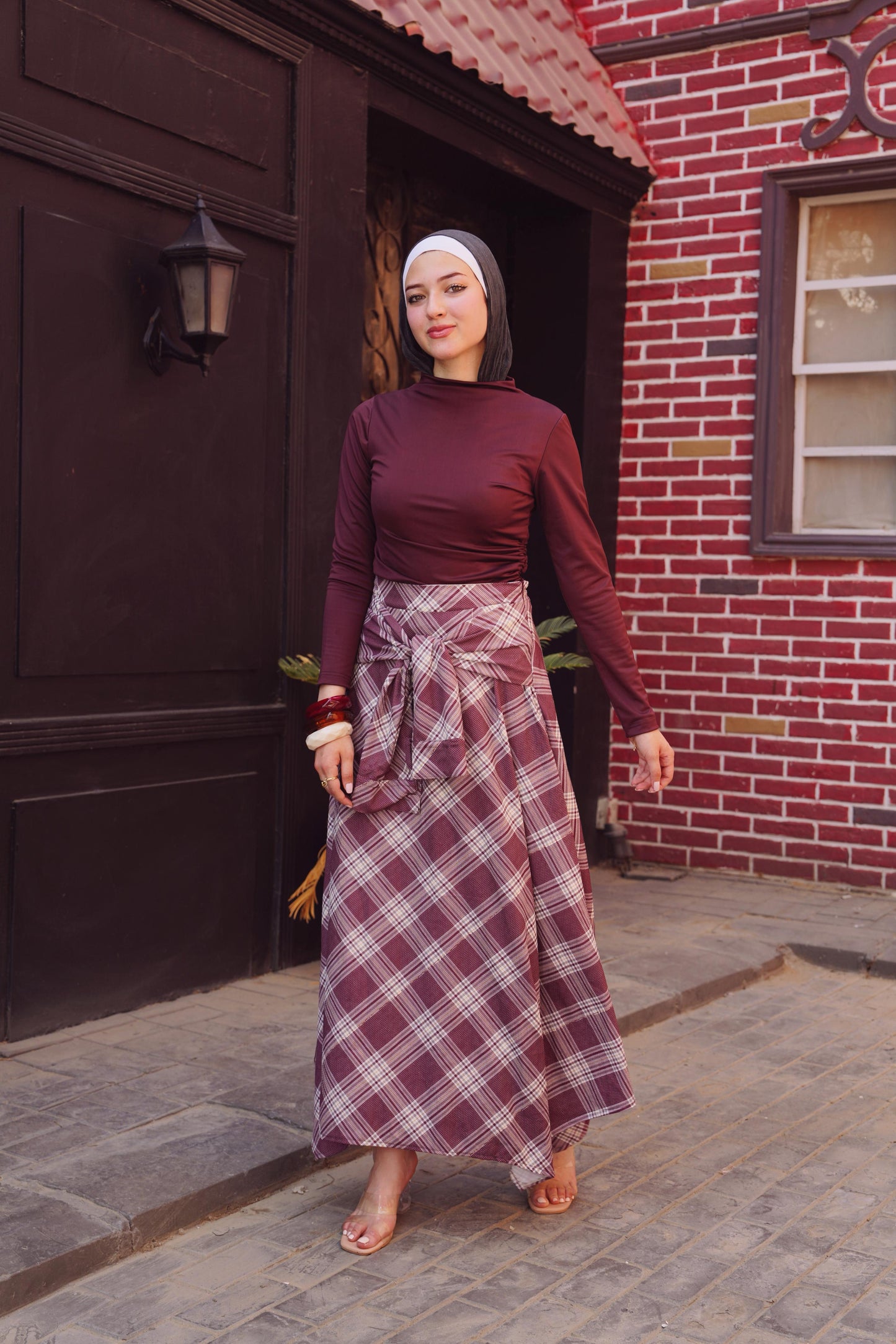 Elegant Plaid Maxi Skirt Set