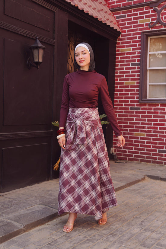 Elegant Plaid Maxi Skirt Set