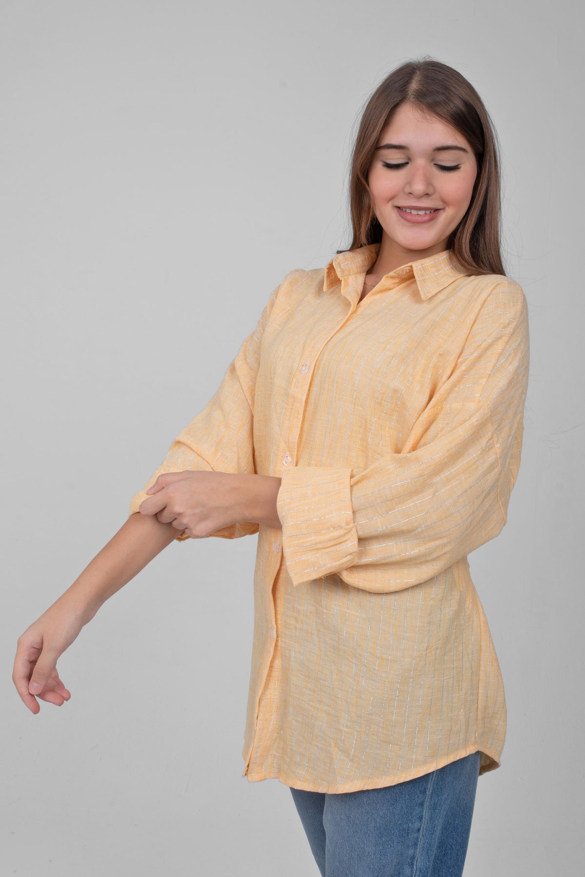 Shiny stripe details for a standout linen shirt