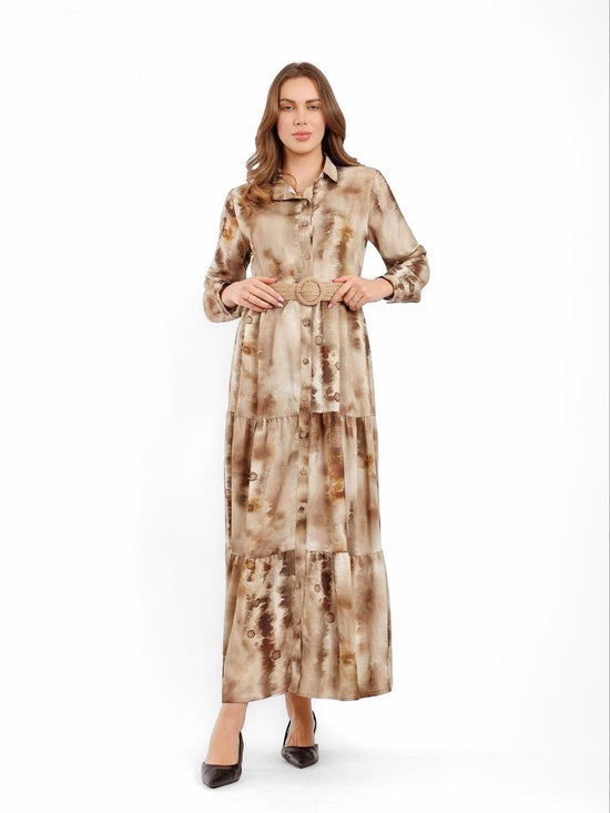 Buttoned Belted Maxi Dress