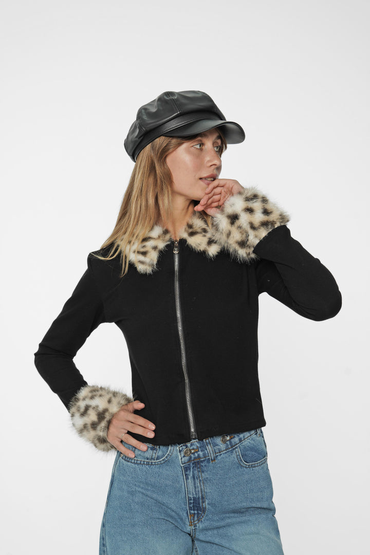 Jacket with Faux Fur Details