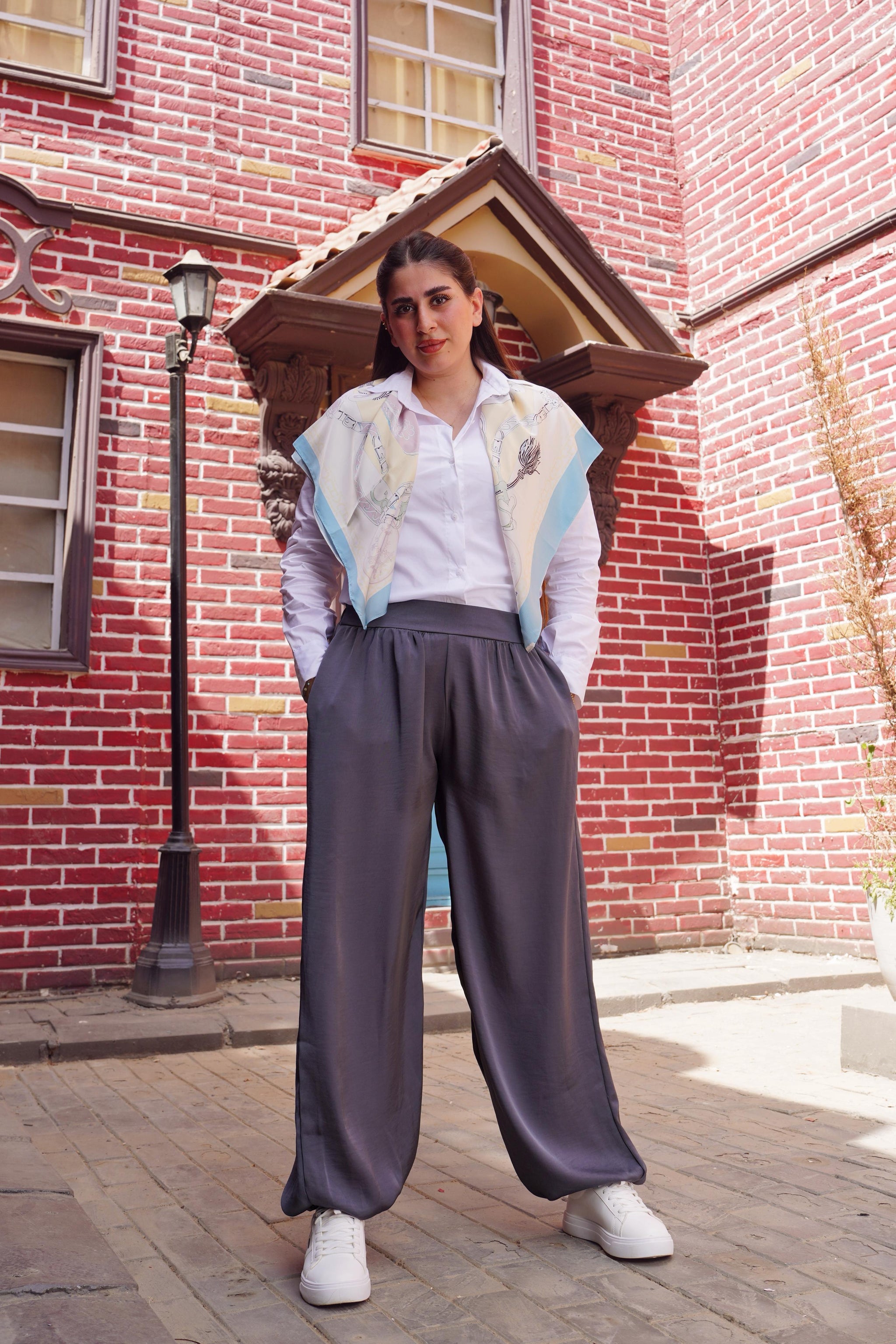 Satin Harem Wide-Leg Pants