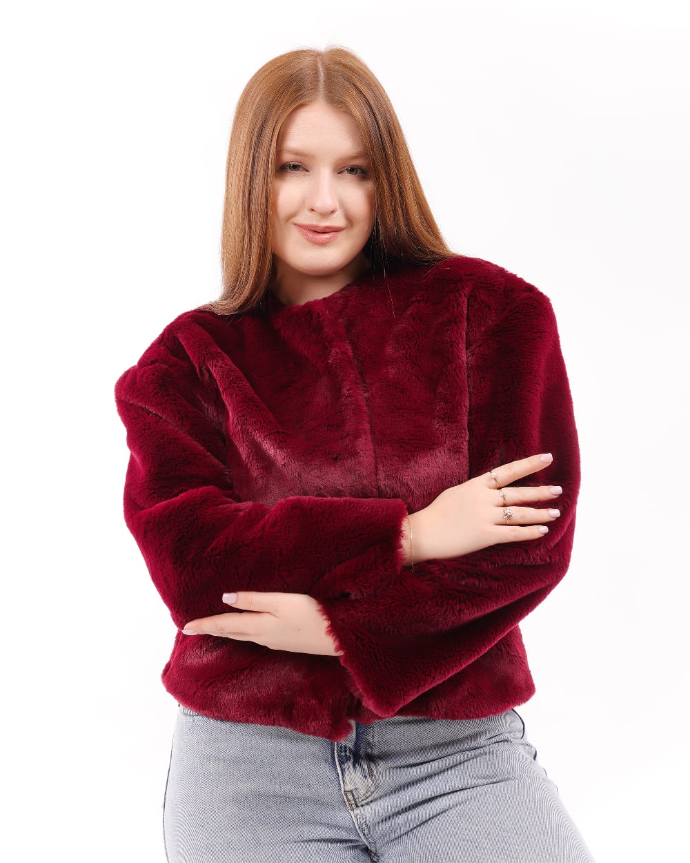 Crimson Faux Fur Winter Jacket