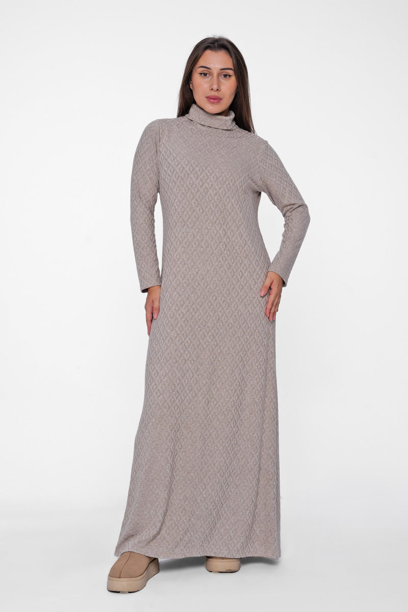 Textured High-Neck Maxi Dress