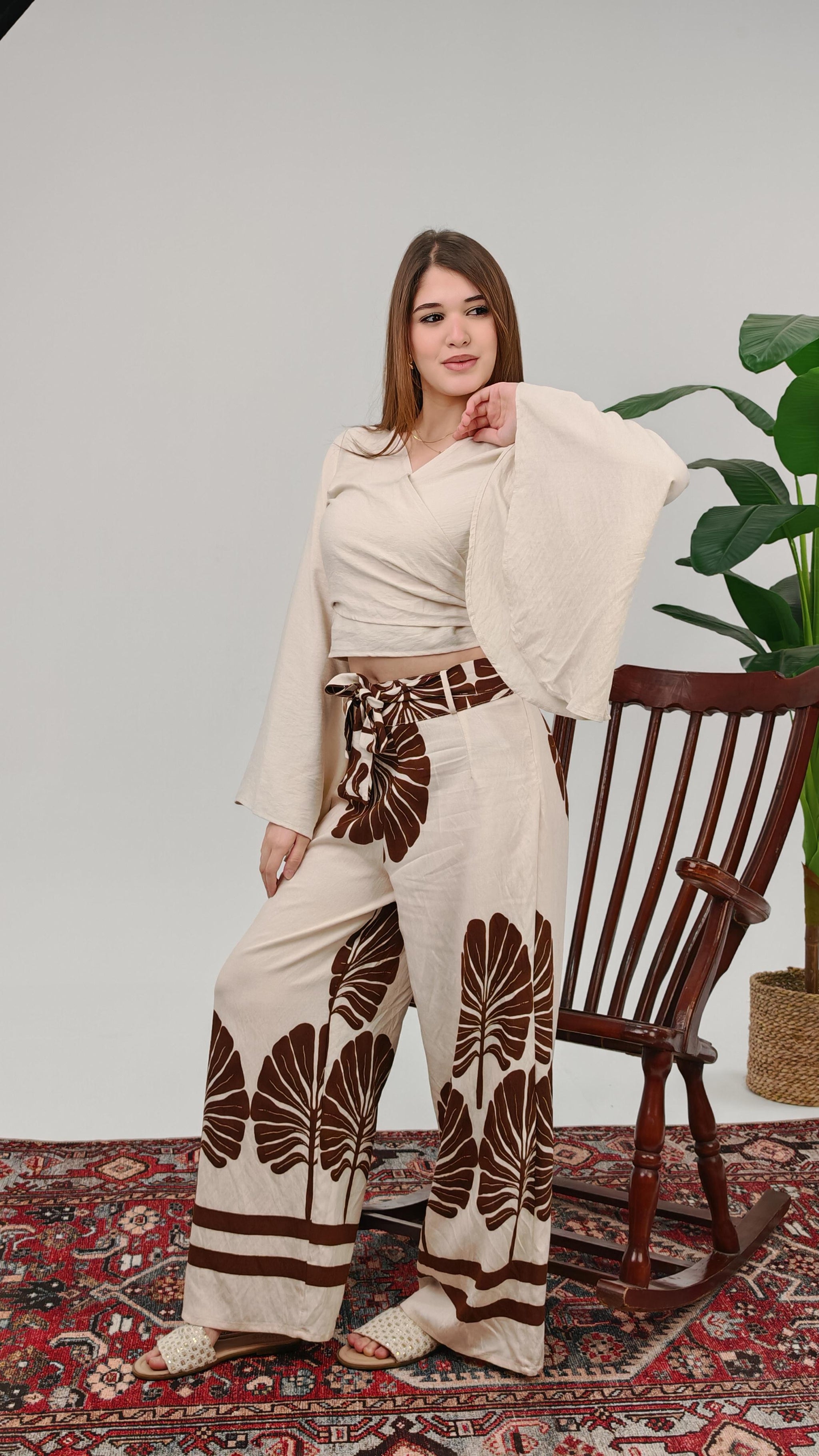 Printed Wrap Top Set