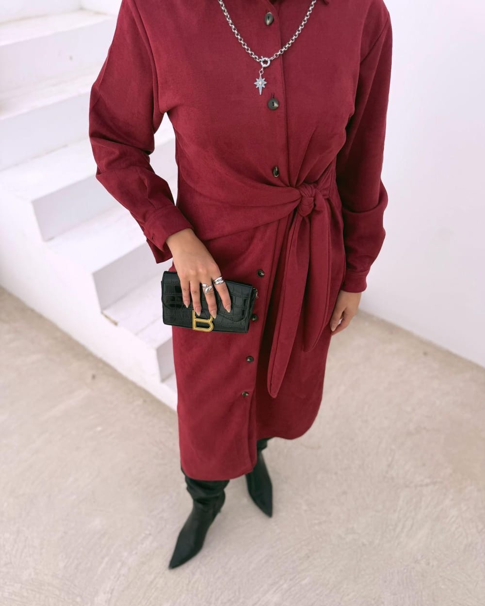 فستان ماكسي برباط الخصر