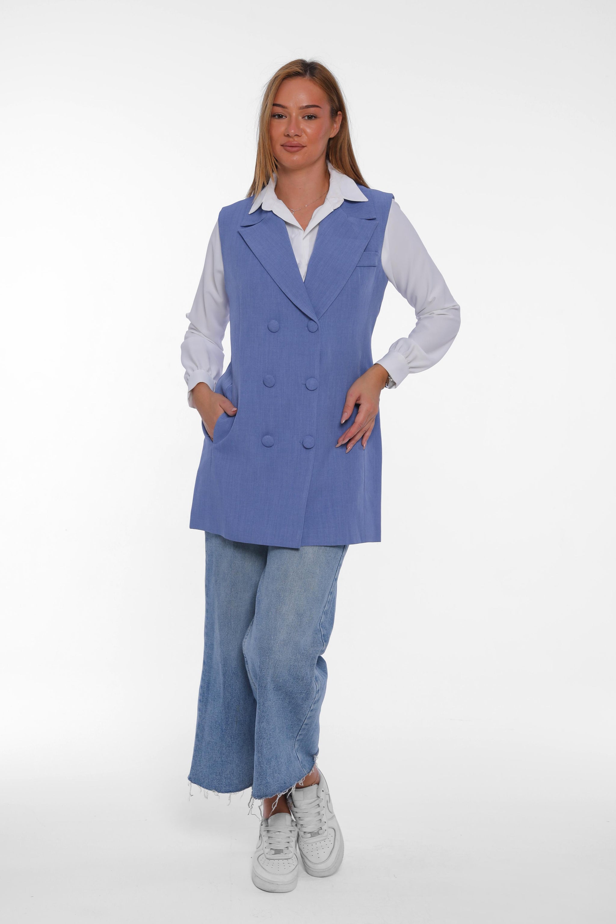 Double-Breasted Long Vest