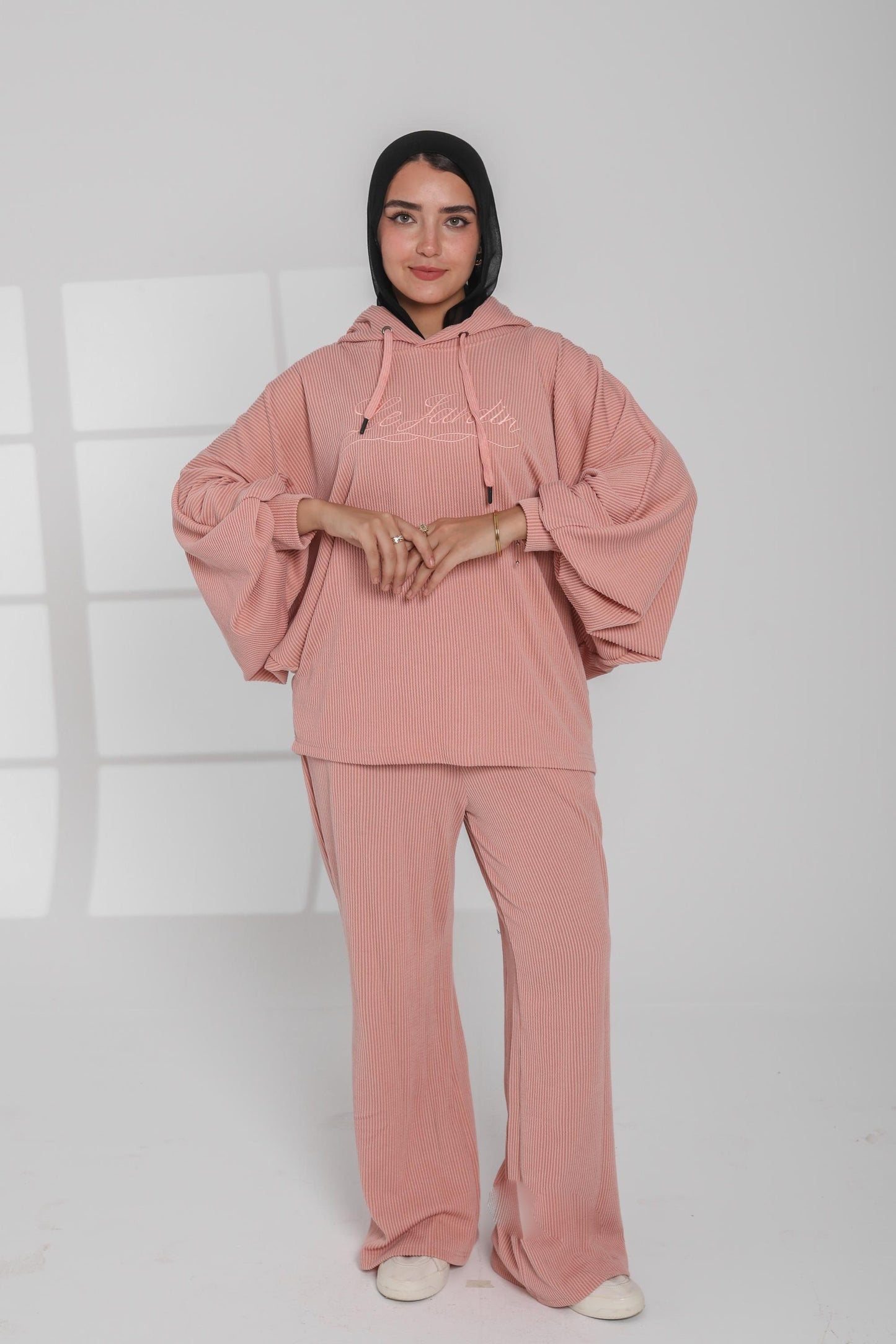 Ribbed Oversized Hoodie Set