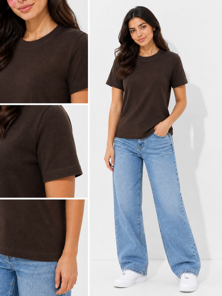 Ribbed Casual T-Shirt