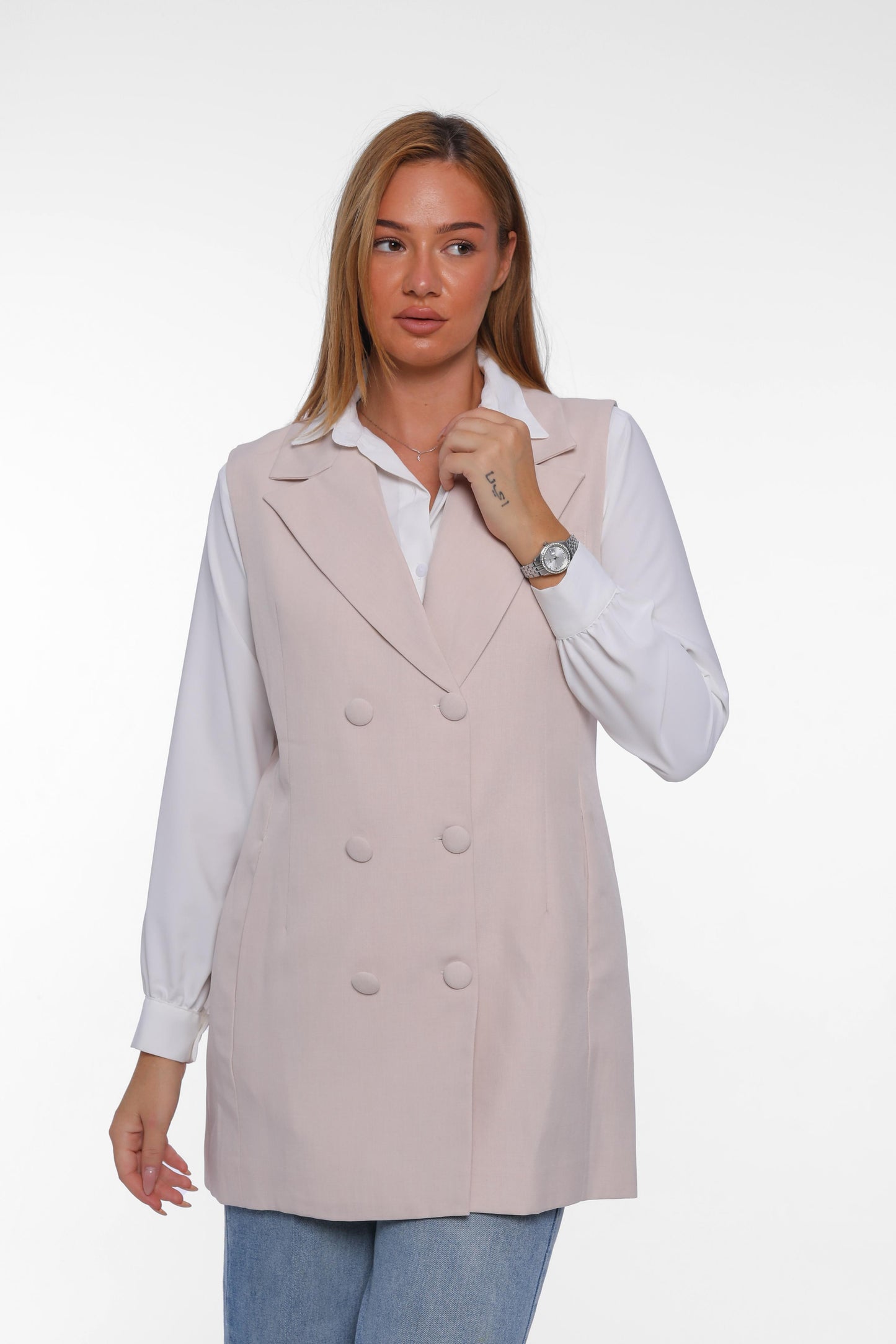 Double-Breasted Long Vest