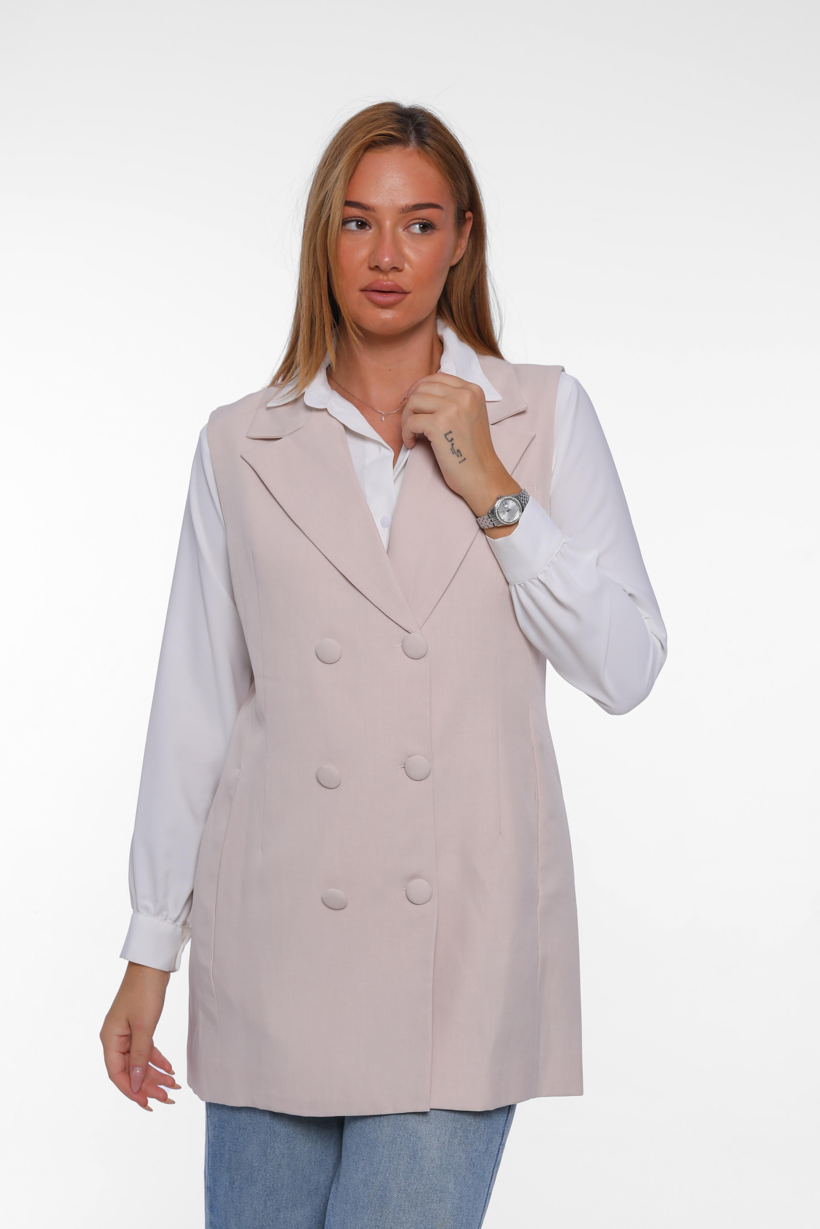 Double-Breasted Long Vest