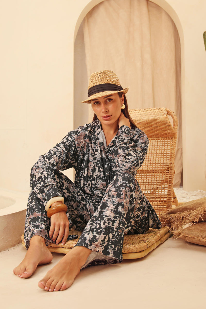 A summer suit, and the print tells the story