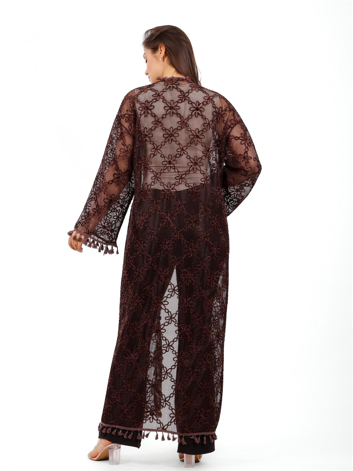 Long Floral Embroidery Duster