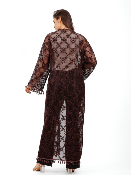 Long Floral Embroidery Duster
