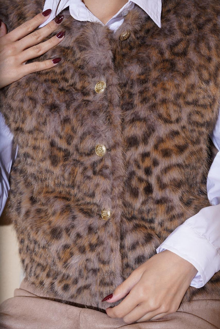 Leopard Faux Fur Vest