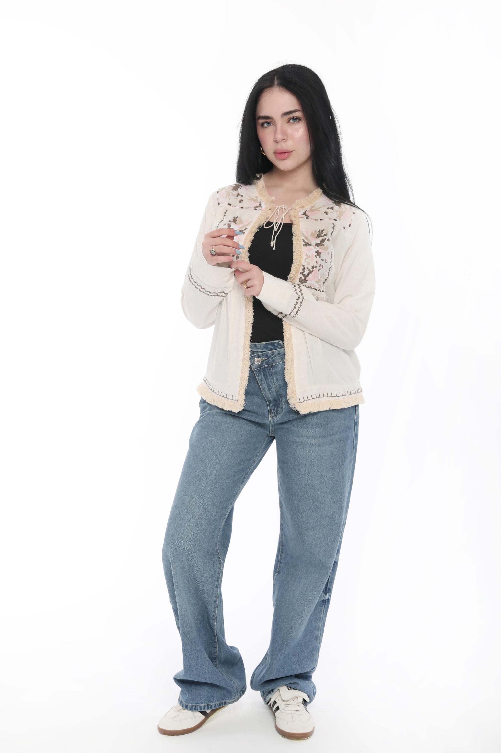 Boho Embroidered Fringe Jacket