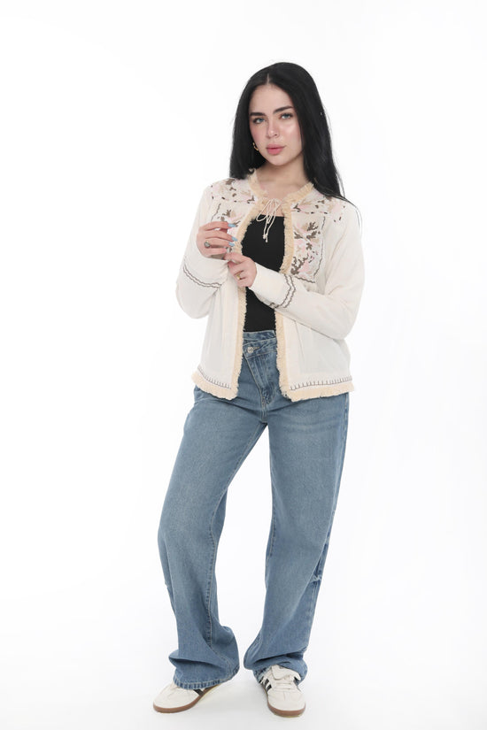 Boho Embroidered Fringe Jacket