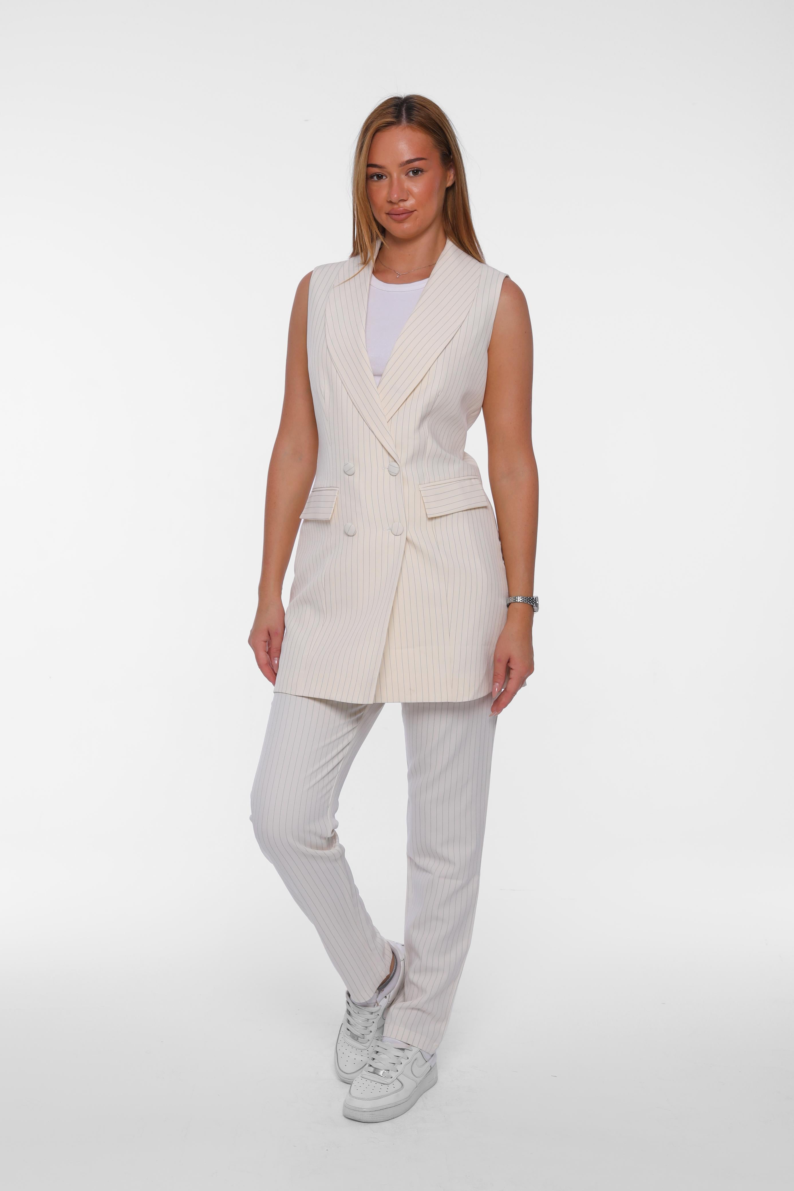 Double-Breasted Long Blazer