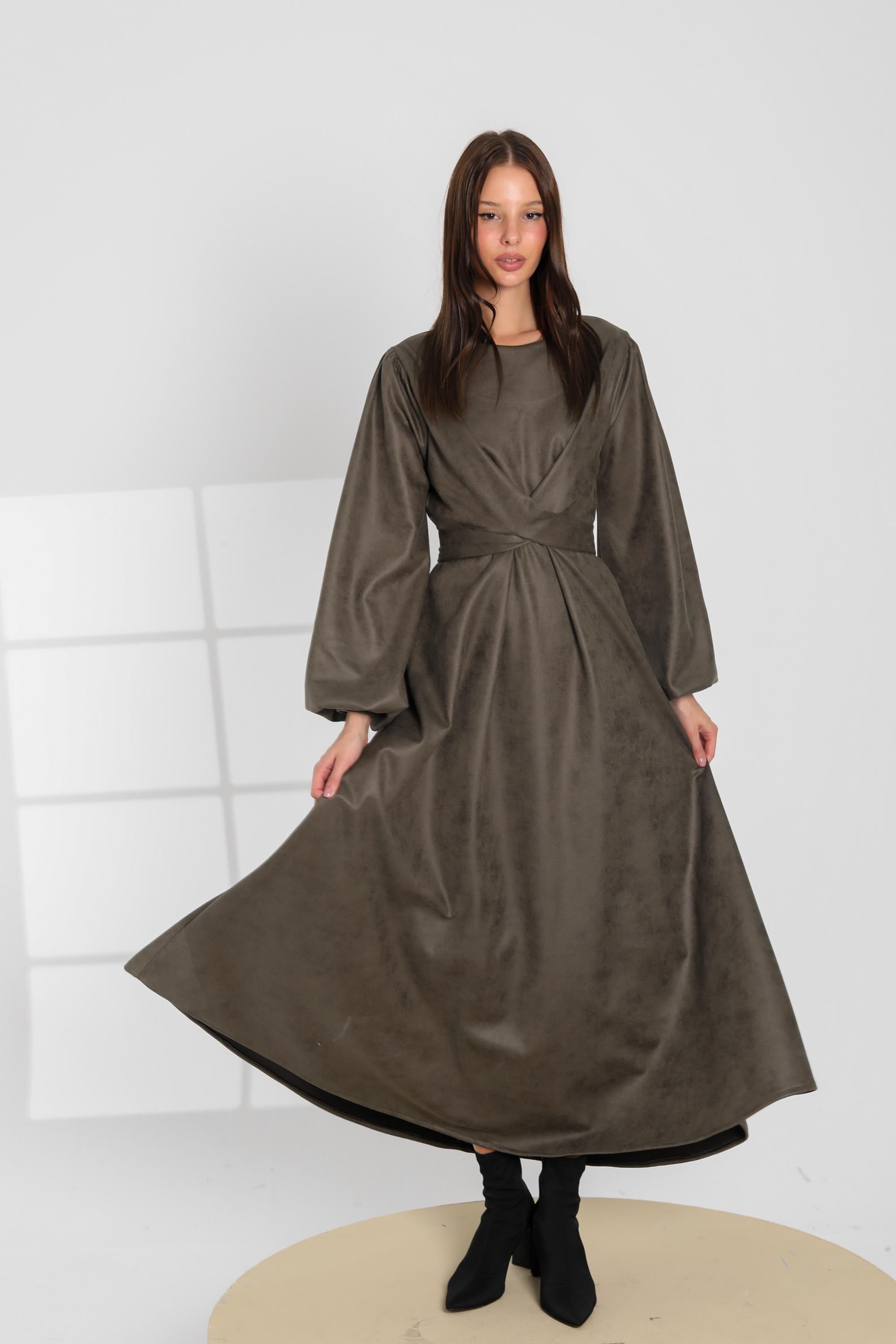 Faux Suede Maxi Dress