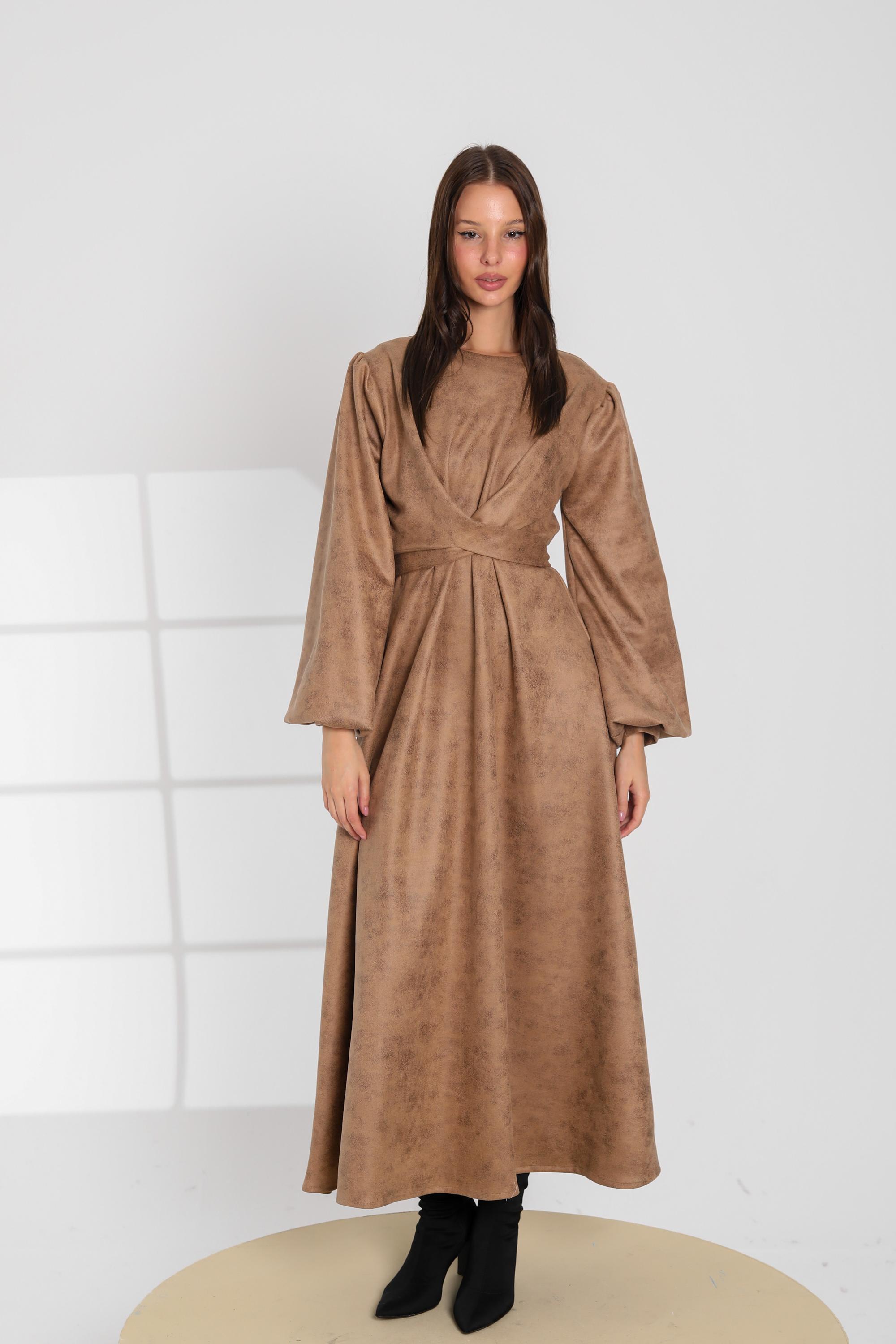 Faux Suede Maxi Dress