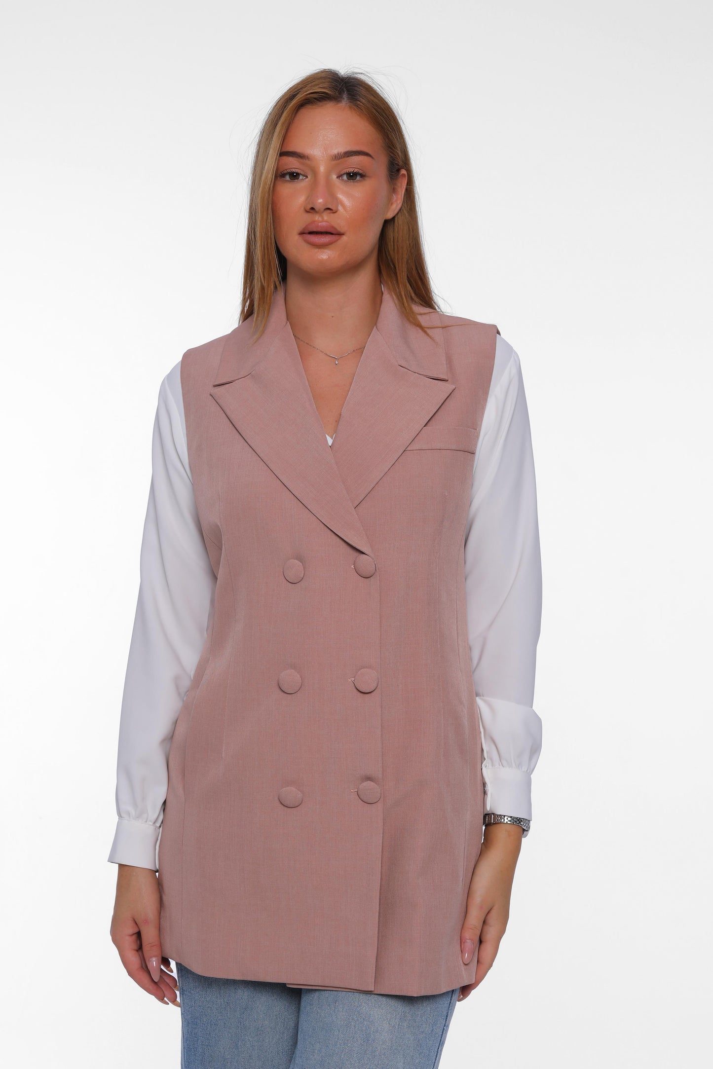 Double-Breasted Long Vest