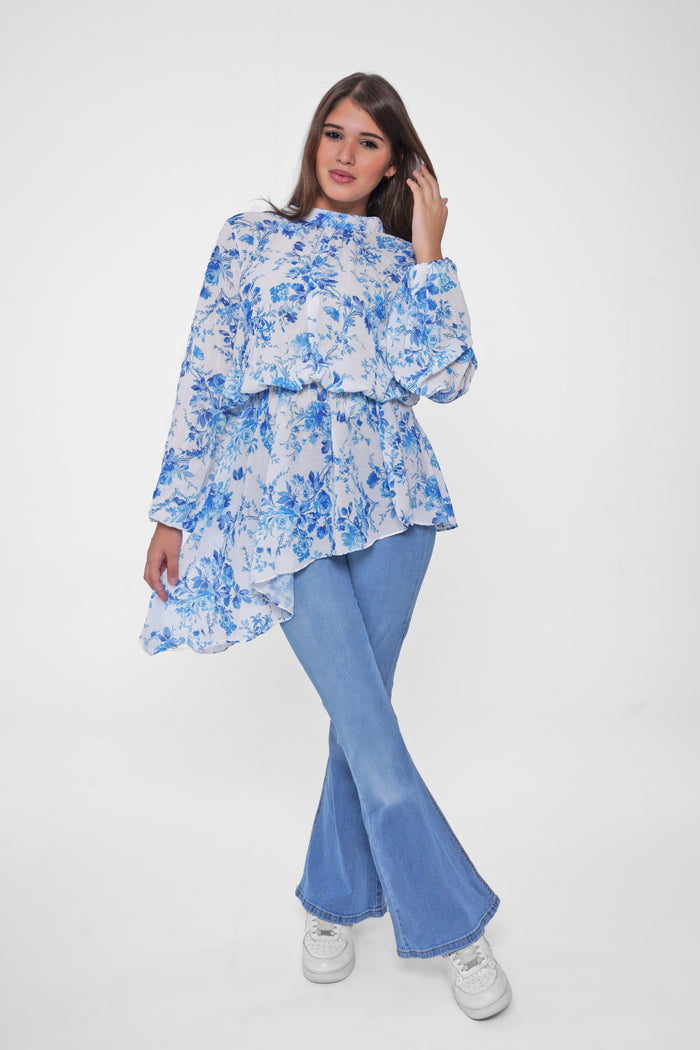 Add a feminine touch with a printed chiffon blouse