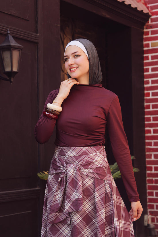 Elegant Plaid Maxi Skirt Set