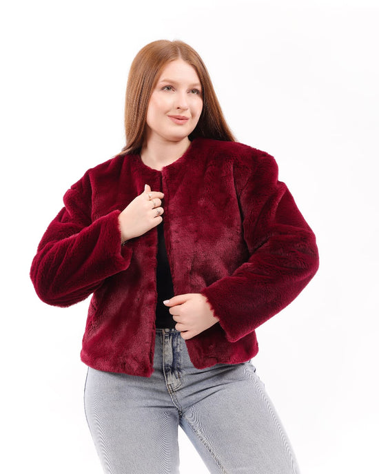 Crimson Faux Fur Winter Jacket