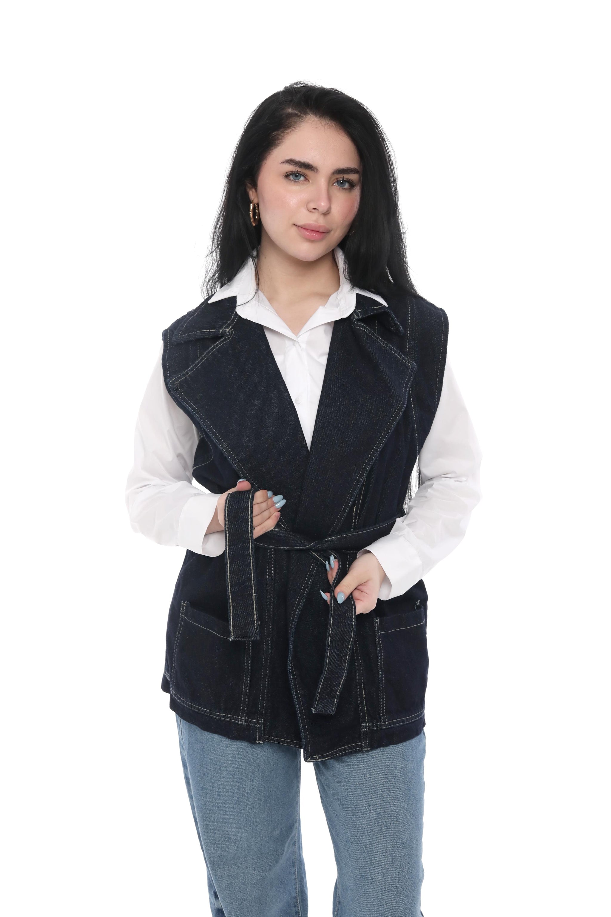 Denim Belted Vest