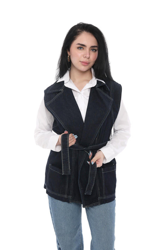 Denim Belted Vest