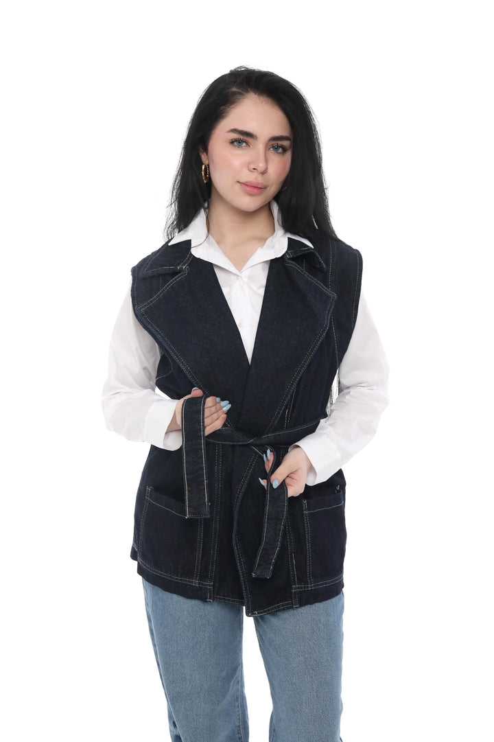 Denim Belted Vest