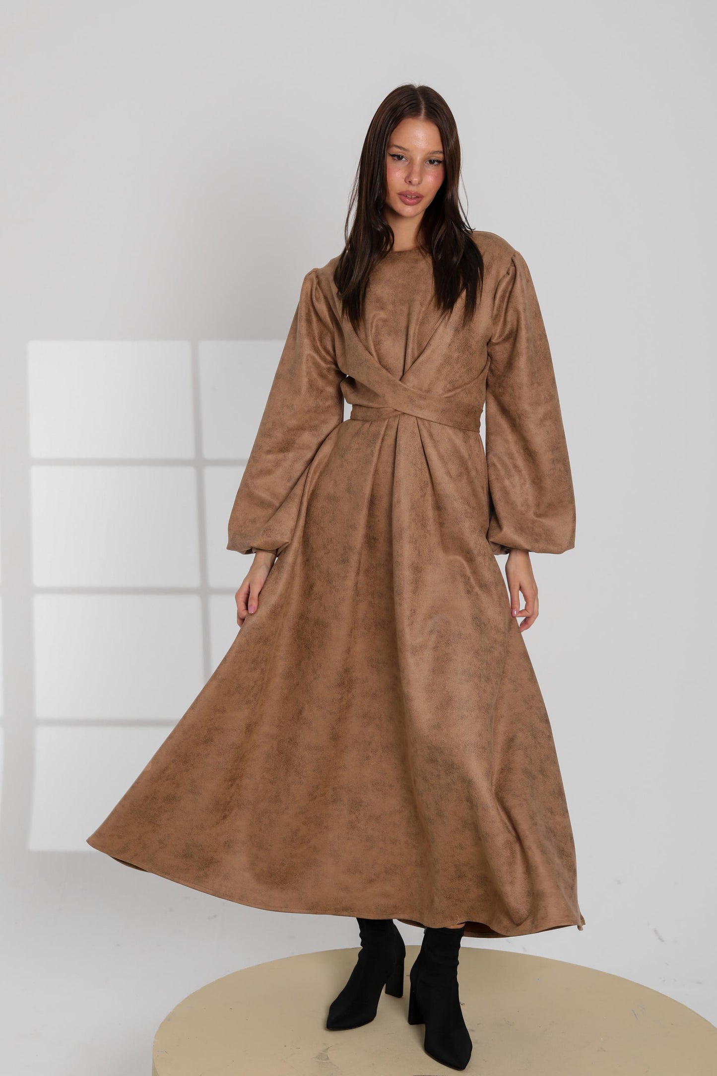 Faux Suede Maxi Dress