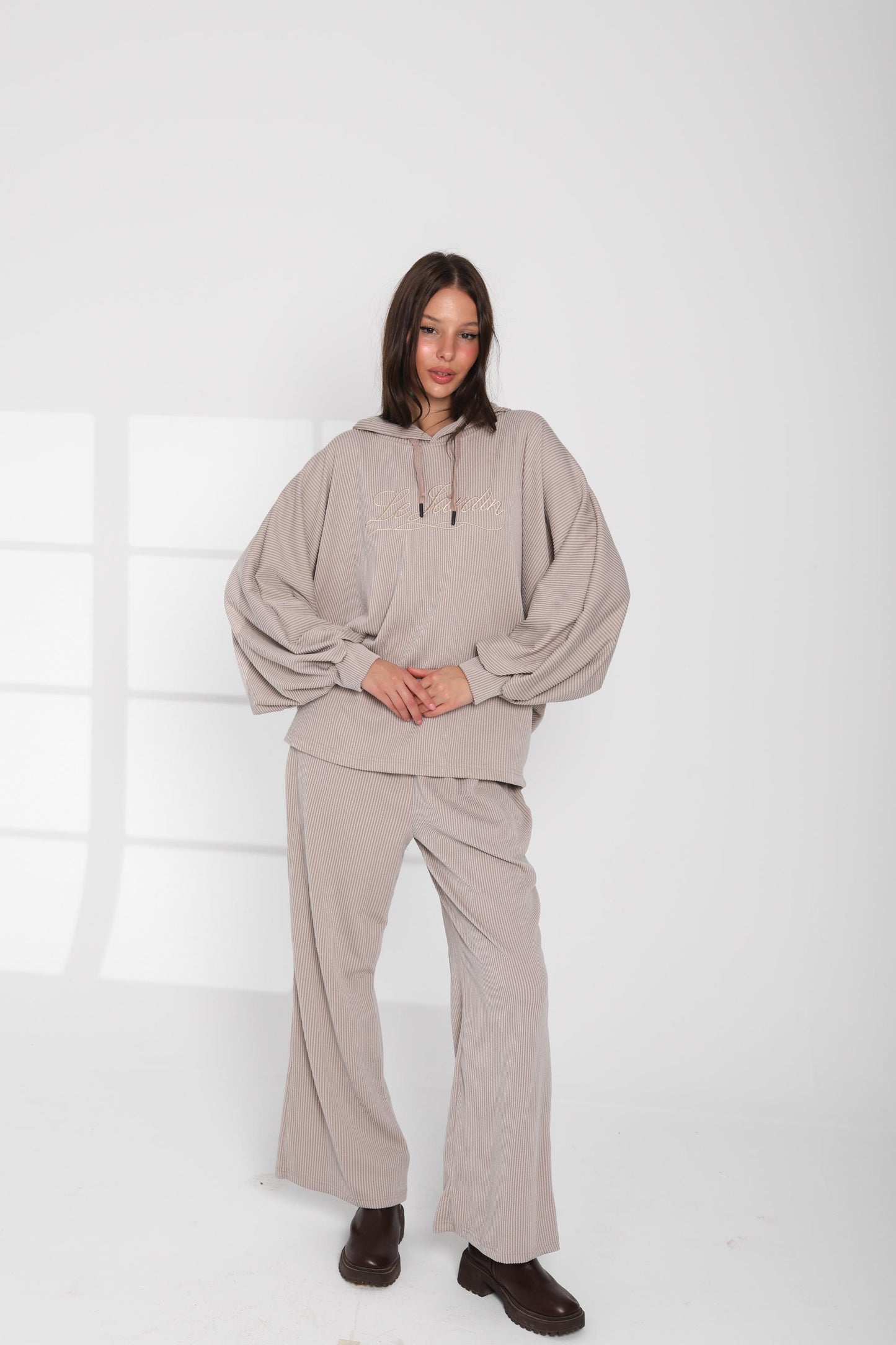 Ribbed Oversized Hoodie Set