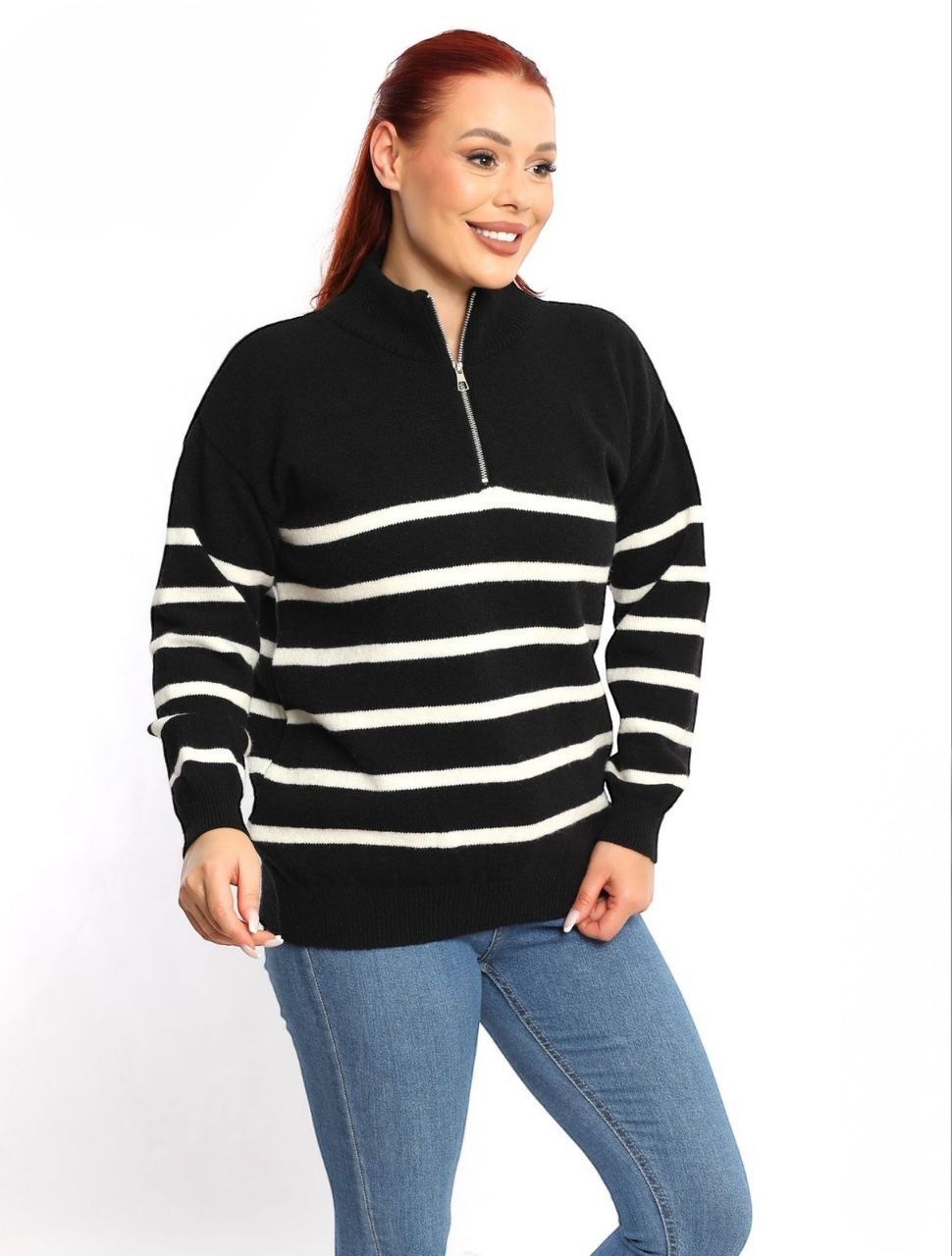 Striped Zip Knit Sweater